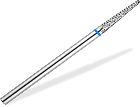Hartmetall Nagelfräser Bit Schleifkörper Kegel Form mit Mittlerer Kreuzverzahnung Hornhautschleifer Pediküre Fräser Schleifaufsatz für elektrische Schleifgeräte für Acryl und Gelnägel (Blau)