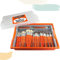 Cléopâtre CLEOPATRE Aufbewahrungskoffer mit Abtropfgestell + 100 Stück, ideal zum Aufbewahren und Trocknen von Malpinseln – geeignet für Schulen und Gemeinde, Orange, 41 x 33 x 8 cm