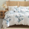 Freyamy Bettwäsche 135x200cm 4teilig Weiß Blau Blumen Rüschen Wendebettwäsche Microfaser Weiche Bettwaren-Sets Mädchen Bettbezug 2 Bettdeckenbezüge mit Reißverschluss und 2 Kissenbezug 80x80cm