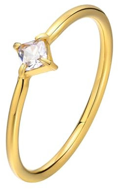 Whoiy Partnerringe Hochzeit mit Gravur Edelstahlring Einfach Zierlich Stapelbar Zirkonia Personalisiert Ringe Vergoldet Ausgefallene Trauringe für Frauen Größe 52 (16.6)