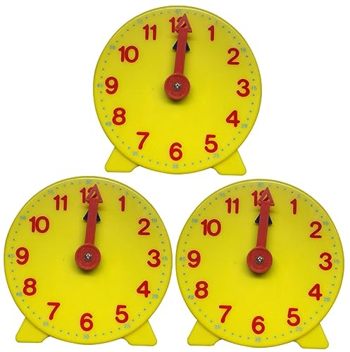 HEMOTON 3St Modelle Desktop-Lehruhr Modell rund um die Uhr Desktop-Runde Uhr Tischuhr Stechuhr Lernen klein Zeiger Schüler