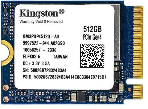 Kingston 512GB M.2 2230 PCIe Gen 4.0x4 NVMe SSD TLC NAND (Speeds up to 4700 MB/s) OM3PGP4512Q-A0 Compatible with Steam Deck Surface Ally Mini PCs