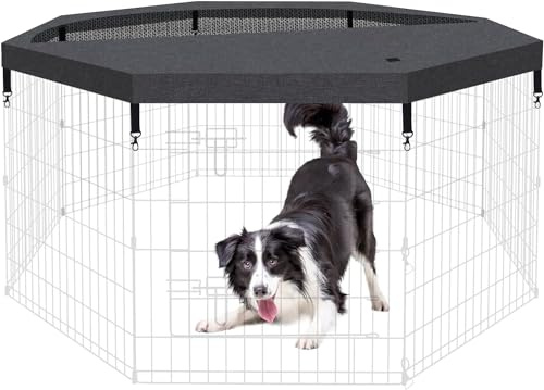 PEEKABOO Hundegehege, Haustier-Laufstall, Hundezaunabdeckung, für den Innenbereich, faltbar, Metalldraht, für Welpen, Spielhof, Haustiergehege, Abdeckung für den Außenbereich (nur Abdeckung, Laufstall