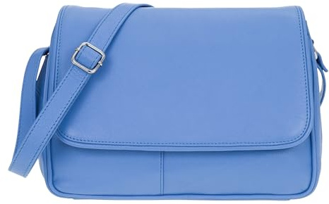 Handtasche Damen Leder mittel klein Lederhandtasche Schultertasche Frauen Damentasche Echtleder weich Alessandro Florenz 12975 Auswahl + Schlüsselmäppchen (Blue (cornflower 7))