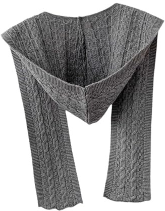 rockible Schal mit Kapuze, 2-in-1, lässiger Kapuzenschal für Damen, Outdoor, Herbst, Herren, Winter, Grau