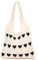 JasGood Strandtasche Damen Gestrickte Tasche Beach Tote Bag Sommer Boho Strick Shopper Tasche mit Cute Herzmuster Umhängetasche Schultertasche für Frauen,Beige mit Schwarzes Herz