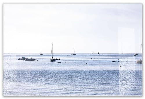 timalo Küchenbild aus Acrylglas modernes Wandbild Glasbild Deko Küche XXL Bild wie Glas | 60x40cm Frankreich Meer Segelboote