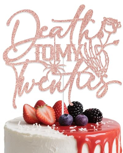 Death to My Twenties Cake Topper, Rip 20s Birthday Decorations, 30th Birthday Cake Topper, Farewell Sweet Youth 30th Birthday Party Supplies Rose Gold