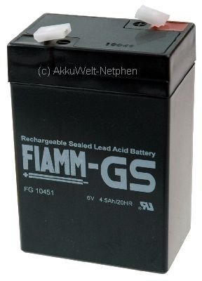 Ersatzakkus Fiamm Blei Gel Akku AGM-Technik FG10451 6V 4,5Ah für Peg Perego Feber Injusa Smoby Diamec Huanyu HYS640 Chiway SJ6V3.2Ah Ansitz-Lampe von Wildgame APC BK200BI RBC1 RBC 1 BK 200 BI IVT