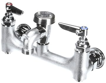 T&S Brass B-0674-BSTR B-0674-Bstr Service Sink Faucet, Wall Mount, 8-Inch Centers, Vacuum Breaker, Built-In Stops, Rough Chrome