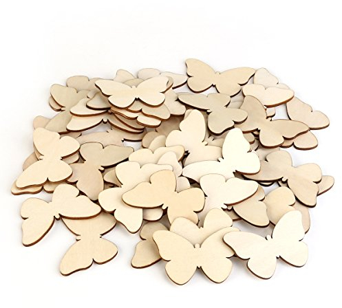 TINKSKY 50 Stück Holzscheiben Diy Holz Deko Holz Scheiben Scheiben unvollendete Schmetterling Holz Ausschnitt