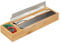 Relaxdays Distributeur film alimentaire, tiroir, papier alu et fraîcheur, bambou et inox, HLP: 5,5x39,5x13cm, nature