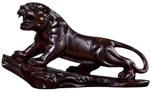 Aibote Tiger Statue aus natürlichem schwarzem Ebenholz aus Palisanderholz, Feng-Shui, Reichtum, Glücksbringer, Skulptur, Heimbüro, Schreibtisch-Dekoration, Geschenk (schwarzes Ebenholz)