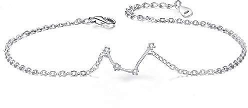 Clearine Armkette Sternzeichen 925 Sterling Silber CZ 12 Sternbild Einfach Stil Armband für Damen Mädschen (11.Wassermann)
