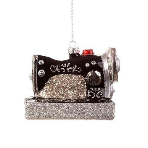 Sass & Belle Retro Sewing Machine Shaped Bauble Black