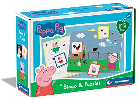 Clementoni - 16351 - Bingo & Puzzles - Peppa Wutz - Lernspielzeug Ab 3 Jahre, Hergestellt in Italien