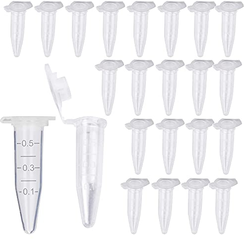 HUAZIZ 300 Stück Mikro Zentrifugenröhrchen, Reaktionsgefäße Stoffkapseln 0,5ml Transparent, Kunststoff Zentrifuge Reagenzgläser Reaktionsgefäß Probe Lagerung Vial mit Snap Cap, Konischer Boden