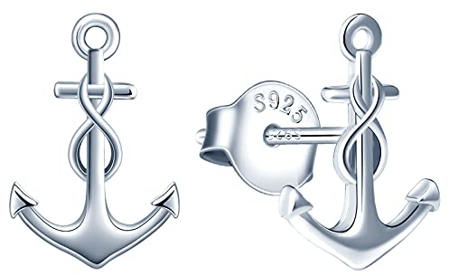 INFINIONLY Damen und Mädchen Ohrringe, 925 silber ohrring, Anker Ohrringe, ohrstecker mit anker und unendlichkeitssymbol, silber