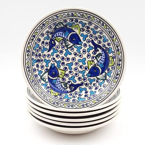 YODECO Set di 6 piatti fondi Pesci blu - D 24 cm