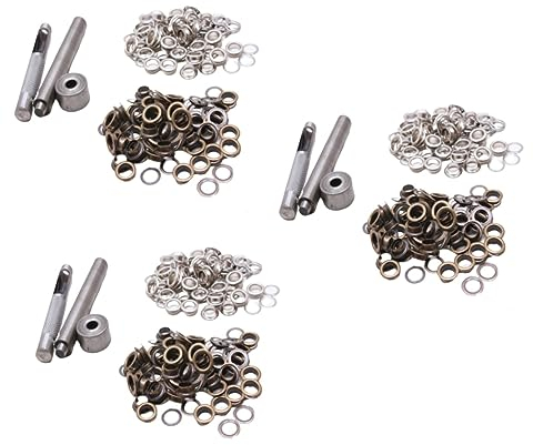 NUOBESTY 300sätze Teiliges Grommet-Set Aus Robustem Messing Mit Werkzeugen Antikbraun Und Silber Innendurchmesser Für Schuhe Kleidung Und Bastelprojekte