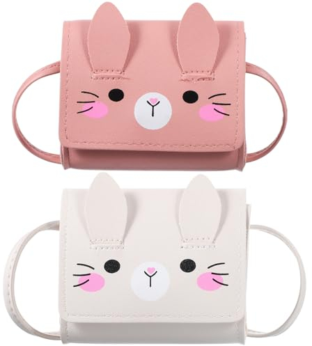 TENDYCOCO Mädchen-Handtasche – 2-Teilige Hasen-Umhängetasche Kaninchen-Umhängetasche Cartoon-Tier-Lederhandtasche Mit Verstellbarem Riemen Für Kinder Kleinkinder Kleine Mädchen