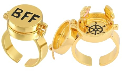 RDNKVB Süßes BFF Ring, Gold Ringe, Schmuckgeschenke für Frauen Mädchen, 2 Stück Beste Freunde für Immer, Einstellbar Offene Kappe Ringe