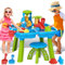 deAO Sand und Wasser Tabelle für Kleinkinder, Sandspielzeug 28 Stück Zubehörset, Wasserkocher, Eimer, Sandform, Rechen, Schaufel für Jungen Mädchen 3 4 5 6 Jahre alt