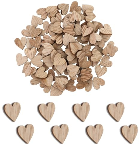 Giantree 100 Stück Holzherzen, 12mm Holz Herzen Holzherzen Zum Beschriften Holz Herzen Klein Deko Hochzeit Deko Streudeko für Geburtstag DIY Handwerk Tischdeko Bilderrahmen Deko