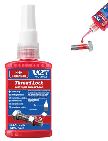 WAN2TLK Frein-filet rouge 50 ml, frein-filet permanent haute résistance, écrous de verrouillage et d'étanchéité, boulons, fixations et métaux, haute température, antirouille