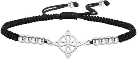 UNIFT Pulsera para mujer, diseño de nudo de bruja celta, pulsera mágica en capas, de acero inoxidable, pulsera de cuerda doble mística, joyería celta, Talla única, Acero inoxidable, No es una piedra