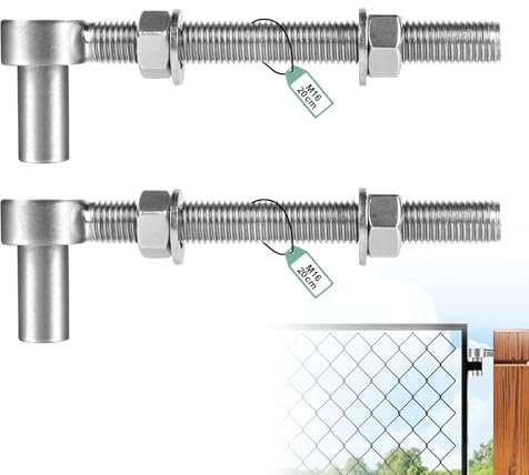 SUPAWAY 2 Pièces Charnières à Boulon, M16 x 200mm, Charniere portail, Charnières à Boulon J en Acier Inoxydable 304, Charnières Réglables avec Écrou pour Portes de Ferme, Portail de Jardin, Entrée