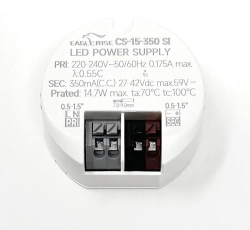 LED Power Supply Driver Treiber CS-15-350 SI 350mA 14.7W 42Vdc Trafo Elektronischer Transformator Constant Current rund weiß
