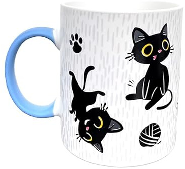 Puckator Lucky The Black Cat Club Porcelain Mug - Funny Home Accessories - Cute Gifts for Girlfriend - Large Mugs for Men Women Hot Drinks - Cute Cups Presents - Secret Santa Gift - Cup Set