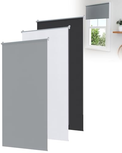 TATIVALO Verdunkelungsrollo Klemmfix Klemmrollo B80xH210cm Grau | Thermorollo ohne Bohren mit blickdichtem Stoff als Sonnenschutz, Hitzeschutz und Sichtschutz für Fenster, Türen und Wohnräume