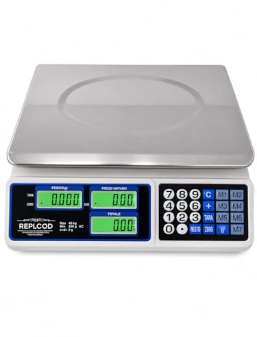 Bilancia Da Banco Professionale 40Kg Divisione 2g 6 Display LCD Acciaio Inox Batteria Ricaricabile ACS-809T Bilancia Digitale Elettronica Per Negozi Mercati Alimentari