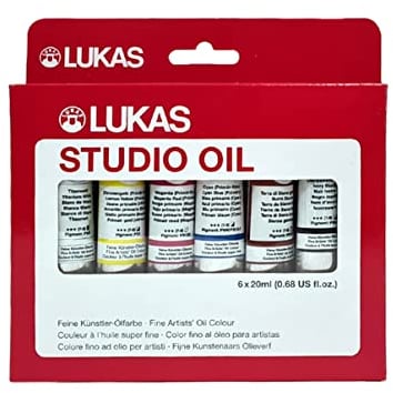 LUKAS STUDO OIL, Ölfarbe in Premium-Qualität, Set mit 6 x 20 ml Farbtuben im Karton-Etui