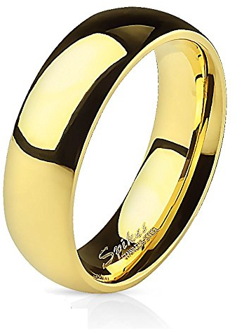 Bungsa 54 (17.2) Goldener Verlobungsring Klassisch hochglanzpoliert Edelstahl für Damen & Herren 49-70 (Fingerring Partnerringe Verlobungsringe Trauringe Damenring Chirurgenstahl Frauen Männer)