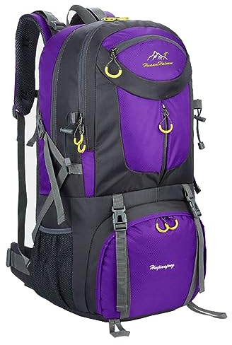 MYMM 50L Sport Outdoor Rucksack, Travel Rucksack, Rucksack Wandern, ideal für Outdoor Sport, Wandern, Trekking, Camping Reisen, Bergsteigen. wasserdichte Bergsteigtasche, Reiseklettern Daypacks(Lila)