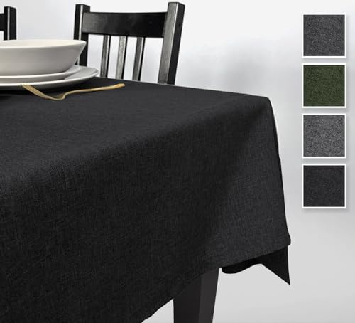 Rollmayer Tischdecke Leinenoptik Melange Grafit 22 150x240cm | Abwaschbar, Wasserabweisend, Lotuseffekt, Fleckschutz, Pflegeleicht