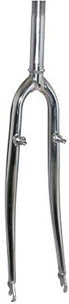 P2R (Cycle) Fourche VTC 700x35 Rigide cintree Acier Chrome avec tasseaux Pivot filete (255-160mm) 1-22,2 Interieur- Cone 26.4mm