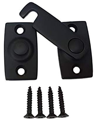 QCAA Solid Brass Shutter Bar/Door Latch, 7/8 x 2-3/32, Matte Black, 1 Pack, Made in Taiwan