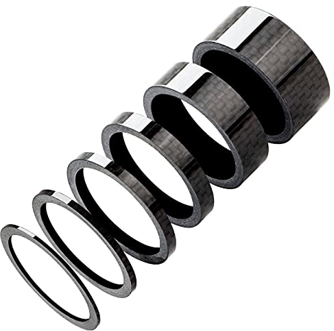 HONGECB Fahrrad Ahead Vorbau Spacer, Fahrrad Headset Spacer Abstandshalter aus Vollkarbon, Rennrad Distanzscheiben, für Rennräder/Mountainbikes, 2/3/5/10/15/20mm, 6 Stück