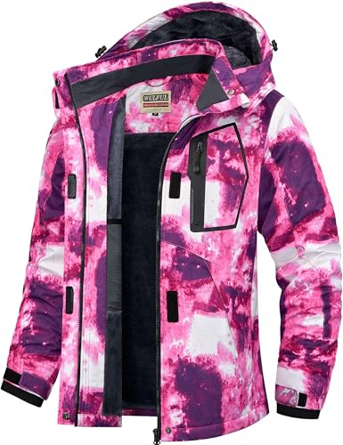 WULFUL Women’s Waterproof Snow Ski Jacket Mountain Windproof Winter Coat with Detachable Hood