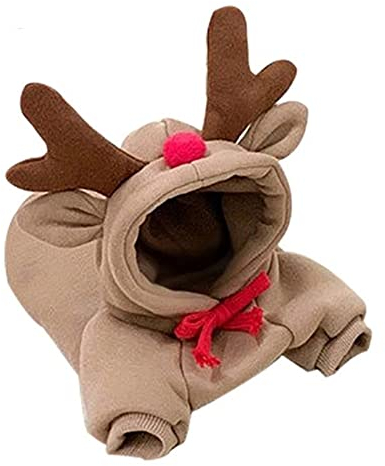 KUIH Weihnachten Hundemantel für Mittelgroße Hunde Cosplay Rentier Hundepullover Warmer Hundekostüm Fleece Sweater Hundekostüm