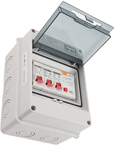 Consumer Unit Circuit Breaker Panel, 2 Way Garage Caravan Consumer Unit 40A 30mA RCD 2MCB 6A and 16A