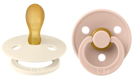 BIBS Colour Symmetrical Schnuller 2er Pack, BPA-frei Dummy-Schnuller, Symmetrischer Nippel. Naturkautschuk / Latex, Hergestellt in Dänemark. 6-18 Monate (2er Pack), Ivory / Blush