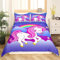 Kinder Regenbogen Einhorn 155x220 Bettwäsche für Mädchen,Kawaii Bettbezug Nette Cartoon Pferd Prinzessin Reversible Tröster Abdeckung Lila Blau Galaxy Bett Sets Einhorn Zimmer Dekor für Mädchen Zimmer