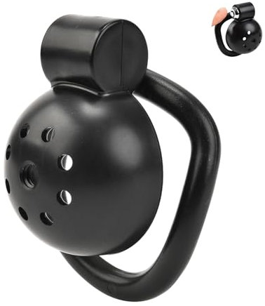 Push-Lock Cock Cage mit 5 Chastity Rings und Metall Dilator, Flat Chastity Cage Male Small Keuschheitsgürtel für Herren Extrem, Bondage Sklave SM Sexspielzeug für Männer (Cage)