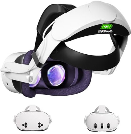 Aolukytech Komfort-Akku-Kopfband, 10.000 mAh, kompatibel mit Quest 3-Zubehör, Akkupack, weiches VR-Elite-Gurt für Balance-Gewicht, verlängert Spielzeit und verbessert das Eintauchen und schnelles