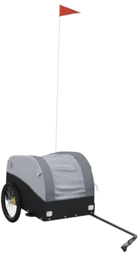 vidaXL Remorque de vélo Noir et Gris 30 kg Fer